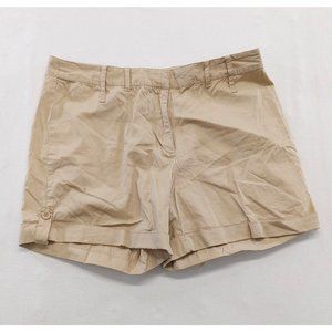 Beechers Brook Women's Beige Cuffed Shorts Size 14 Flat Front High Rise Cotton
